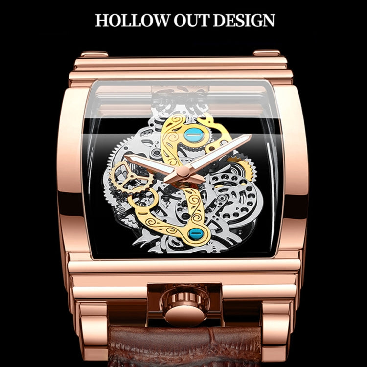 BINBOND B5011 Gear Hollow Outdoor Waterproof Luminous Men Business Watches(Full Gold Steel Belt) - Metal Strap Watches by BINBOND | Online Shopping UK | buy2fix