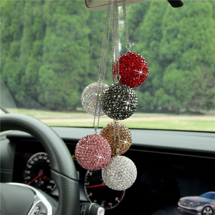 Car Diamond Crystal Ball Rearview Mirror Decoration Pendant(Black) - In Car by buy2fix | Online Shopping UK | buy2fix