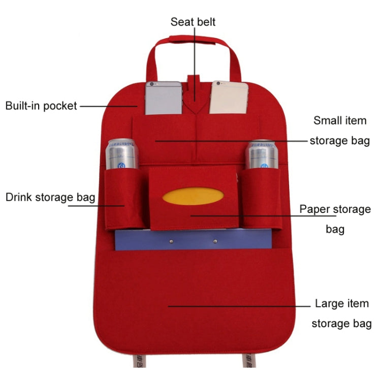 Car Multifunctional Seat Back Storage Hanging Bag, Size: 40x56cm(Red) - In Car by buy2fix | Online Shopping UK | buy2fix