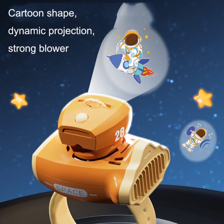 Children Spaceship Cartoon Watch Fan Projection USB Portable Bladeless Wrist Fan(Orange) - Consumer Electronics by buy2fix | Online Shopping UK | buy2fix