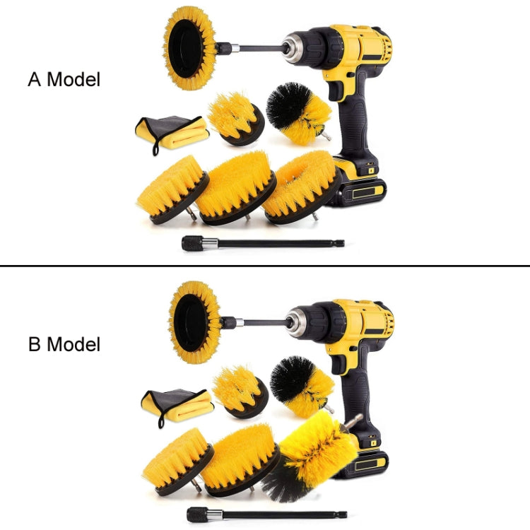 8 In 1 Electric Drill Crevice Cleaning Brush Car Wash Tool Set, Size: A Model(Yellow) - In Car by buy2fix | Online Shopping UK | buy2fix