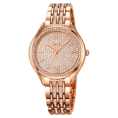 SKMEI 2030 Ladies Quartz Watch Waterproof Diamond Fine Steel Band Wrist Watch(Rose Gold) - Metal Strap Watches by SKMEI | Online Shopping UK | buy2fix