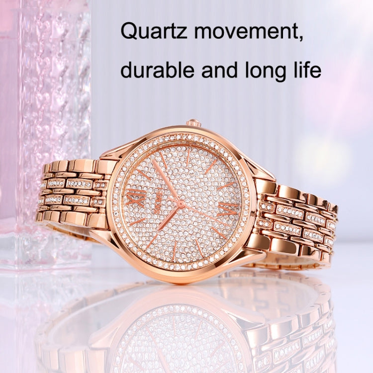 SKMEI 2030 Ladies Quartz Watch Waterproof Diamond Fine Steel Band Wrist Watch(Rose Gold) - Metal Strap Watches by SKMEI | Online Shopping UK | buy2fix