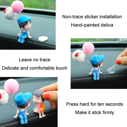 2pcs Car Ornament Ornament Lovely Kissing Couple Doll, Color: Blue+Balloon - In Car by buy2fix | Online Shopping UK | buy2fix