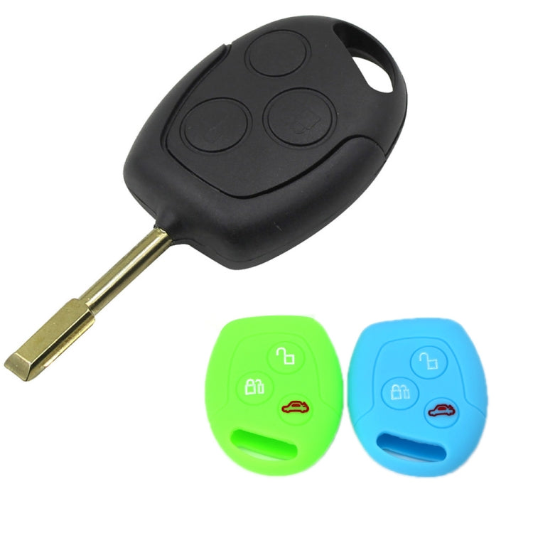 For Ford Transit/Focus 2pcs 3-Button Silicone Key Protector(Sea ??Blue) - In Car by buy2fix | Online Shopping UK | buy2fix