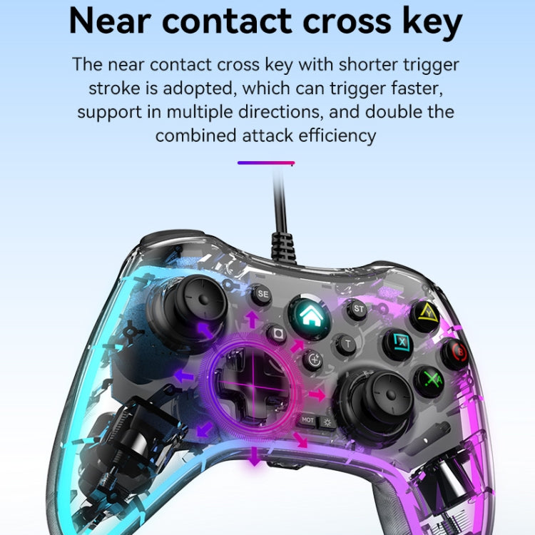 S03 Glare Transparent Wired Gamepad for Nintendo Switch/Sony PS/Computer(Black) - Gamepads by buy2fix | Online Shopping UK | buy2fix