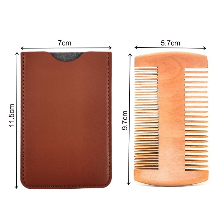TW-BC90 Beard Wooden Comb Beard Shape Double-Sided Comb With PU Leather Case - Hair Trimmer by buy2fix | Online Shopping UK | buy2fix