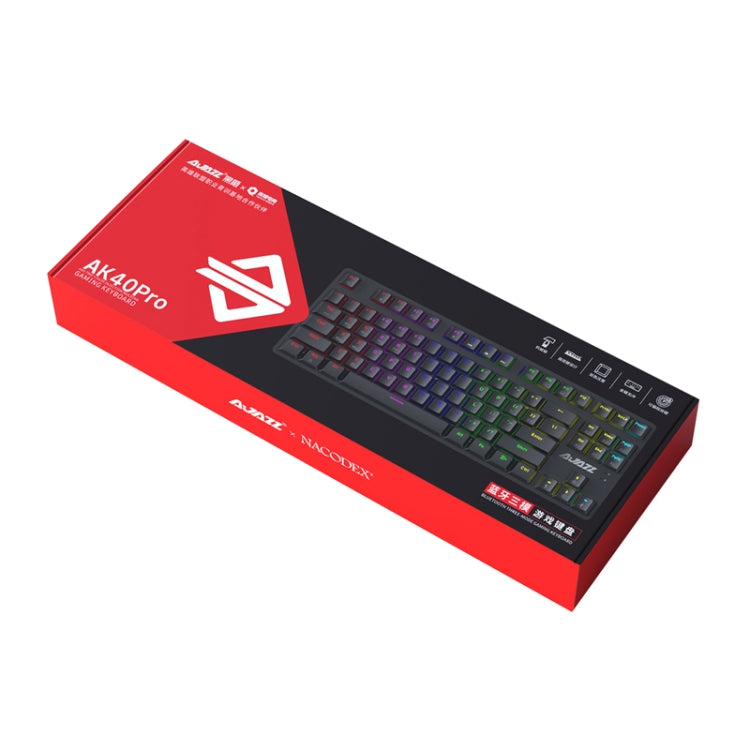 Ajazz AK40pro 87 Keys Bluetooth/Wireless/Wired Three Mode Game Office Mechanical Keyboard Mixed Light Red Shaft (Blue White) - Wireless Keyboard by Ajazz | Online Shopping UK | buy2fix