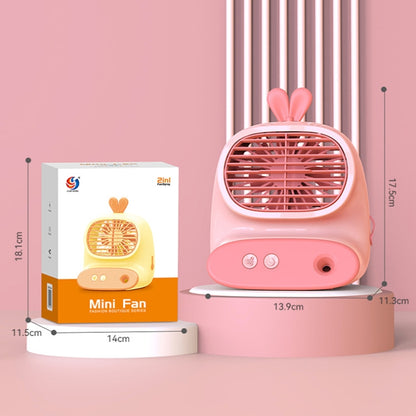 CS1319 Desktop Small Hydrating Spray Cartoon Fan Rechargeable Silent Humidifying Fan(Deer Green) - Electric Fans by buy2fix | Online Shopping UK | buy2fix