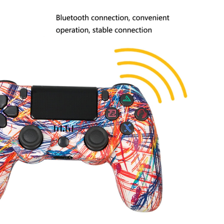 For PS4 Wireless Bluetooth Game Controller With Light Strip Dual Vibration Game Handle(Fire Ghost) - Gamepads by buy2fix | Online Shopping UK | buy2fix