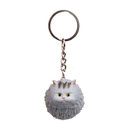 Round Little Tiger Cat Keychain Cartoon Key Ring Ornament(Gray) - Key Rings by buy2fix | Online Shopping UK | buy2fix