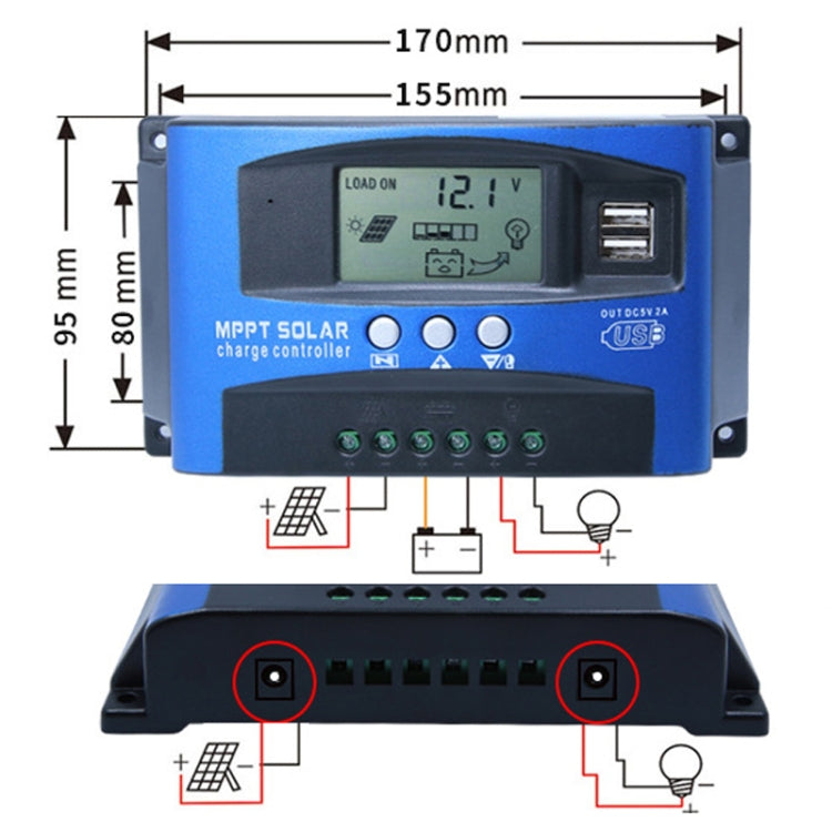 YCX-003 30-100A Solar Charging Controller with LED Screen & Dual USB Port Smart MPPT Charger, Model: 12/24V 40A - Others by buy2fix | Online Shopping UK | buy2fix