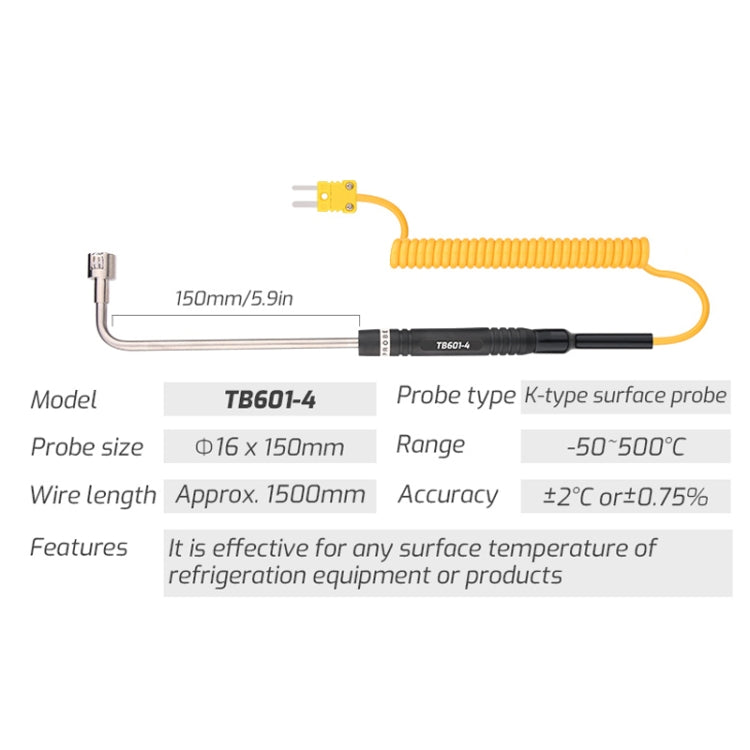 TASI TB601-4 Elbow Surface Thermocouple K-Type Probe Use With Thermometer - Thermostat & Thermometer by TASI | Online Shopping UK | buy2fix