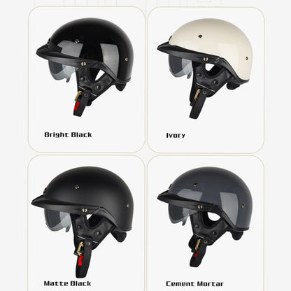 SOMAN Motorcycle Half Helmet Adjustable Helmet With Inner Mirror, Size: XL(Bright Black) - Helmets by SOMAN | Online Shopping UK | buy2fix