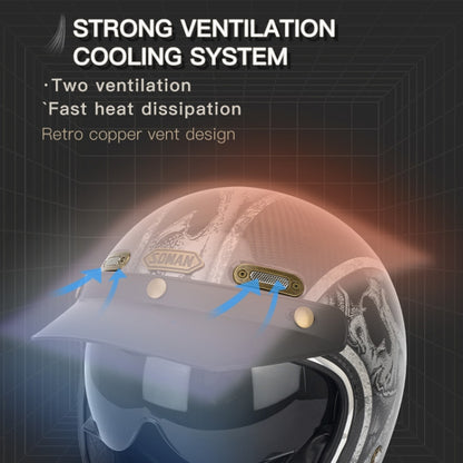 SOMAN Motorcycle Four Seasons Carbon Fiber Half Helmet, Color: Bright Carbon Fiber(XL) - Helmets by SOMAN | Online Shopping UK | buy2fix