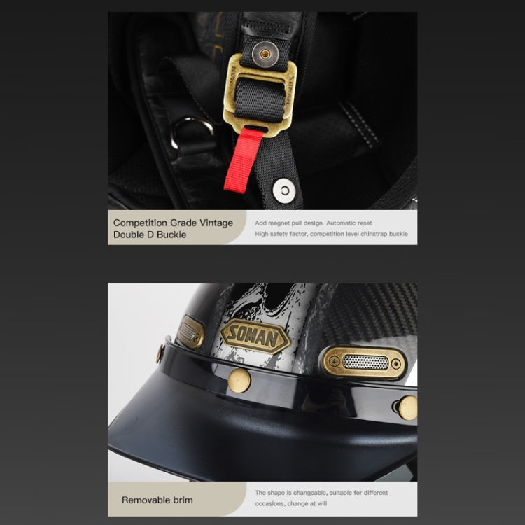 SOMAN Motorcycle Four Seasons Carbon Fiber Half Helmet, Color: Carbon Fiber Silver Lightning(XL) - Helmets by SOMAN | Online Shopping UK | buy2fix