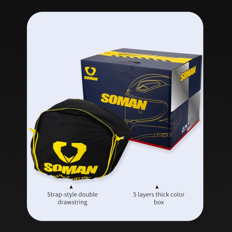 SOMAN Four Seasons Full Cover Motorcycle Helmet, Size: XXL(Snake Carbon Fiber Silver) - Helmets by SOMAN | Online Shopping UK | buy2fix