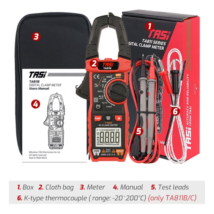 TASI TA811C Clamp Meter High Accuracy AC DC Voltage Ammeter - Digital Multimeter by TASI | Online Shopping UK | buy2fix