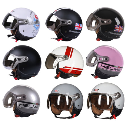 GXT Electric Vehicle Half Cover Helmet Four Seasons Retro Helmet, Size: XL(Painted White Red Stripes) - Helmets by GXT | Online Shopping UK | buy2fix