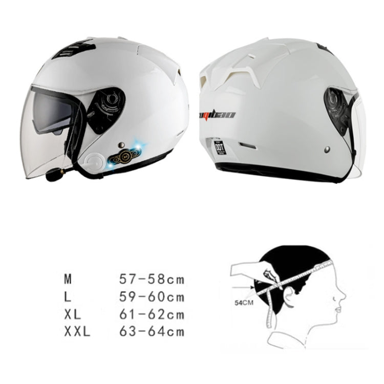 KUQIBAO Motorcycle Smart Bluetooth Sun Protection Double Lens Safety Helmet, Size: XL(White+Gray Tail) - Helmets by KUQIBAO | Online Shopping UK | buy2fix