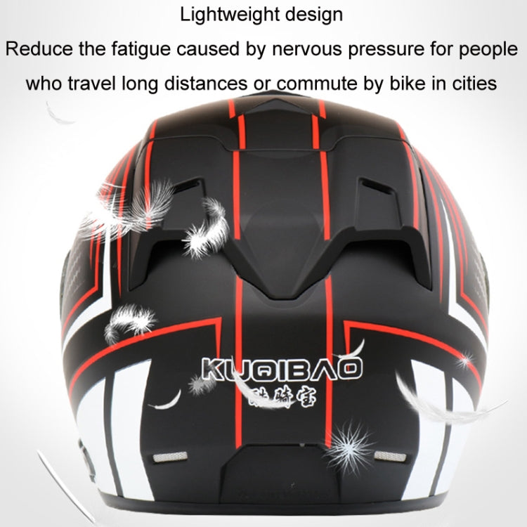 KUQIBAO Motorcycle Smart Bluetooth Sun Protection Double Lens Safety Helmet, Size: M(White Phantom Fiber+Black Tail) - Helmets by KUQIBAO | Online Shopping UK | buy2fix