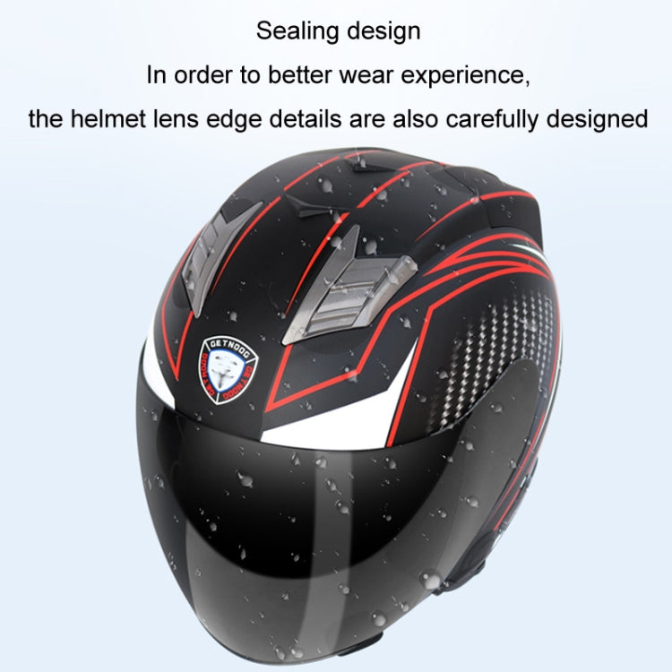 KUQIBAO Motorcycle Smart Bluetooth Sun Protection Double Lens Safety Helmet, Size: XXL(Glossy Black Phantom Fiber) - Helmets by KUQIBAO | Online Shopping UK | buy2fix