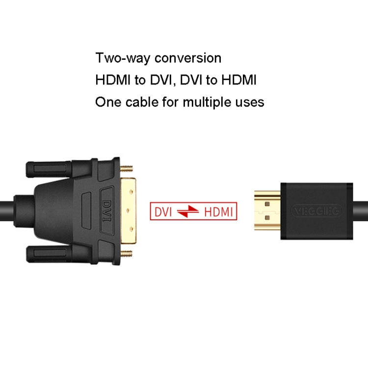 VEGGIEG HDMI To DVI Computer TV HD Monitor Converter Cable Can Interchangeable, Length: 1m - Cable by VEGGIEG | Online Shopping UK | buy2fix