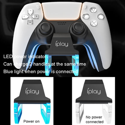 iplay HBP-289 For PS5 Game Handle Dual Seat Charger Touch Point Charging Base(Black) - Charger & Power by iplay | Online Shopping UK | buy2fix