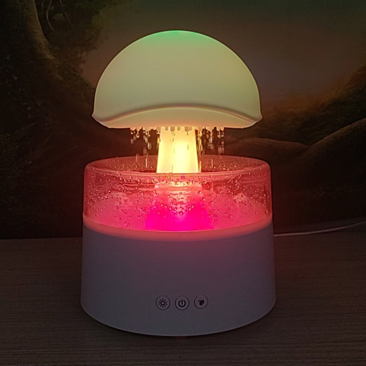 500ml Rain Humidifier Mushroom Cloud Colorful Night Lamp Aromatherapy Machine With Remote Control, Style: USB Direct Plug(White) - Air Purifiers & Accessories by buy2fix | Online Shopping UK | buy2fix