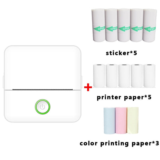 X6 200DPI Student Homework Printer Bluetooth Inkless Pocket Printer White 5 Printer Papers+5 Stickers + 3 Color Papers - Printer by buy2fix | Online Shopping UK | buy2fix