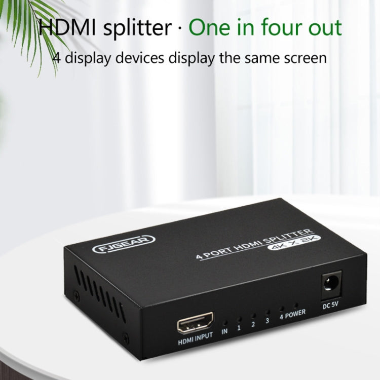 FJGEAR FJ-SM4K104 HD Audio/Video Splitter HDMI 1 In 4 Splitter(EU Plug) - Splitter by FJGEAR | Online Shopping UK | buy2fix