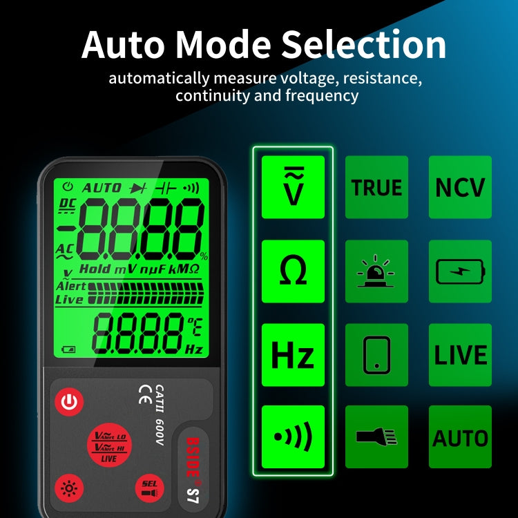 BSIDE ADMS7 Smart Thin Digital Multimeter Counts DC AC Voltmeter, Model: Standard Charging Model - Digital Multimeter by BSIDE | Online Shopping UK | buy2fix