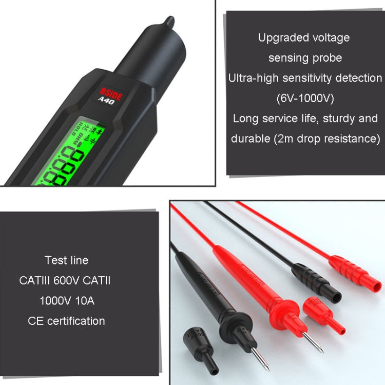 BSIDE A40 Infrared Thermometer Electric Pen Type Intelligent Multimeter VFC Inverter Voltage Tester(English No Battery) - Digital Multimeter by BSIDE | Online Shopping UK | buy2fix