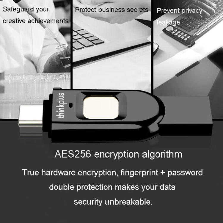 Lenovo Thinkplus TFU301 Dual Interface Type-C+USB Fingerprint Encrypted USB Flash Drive, Capacity: 256G - USB Flash Drives by Lenovo | Online Shopping UK | buy2fix