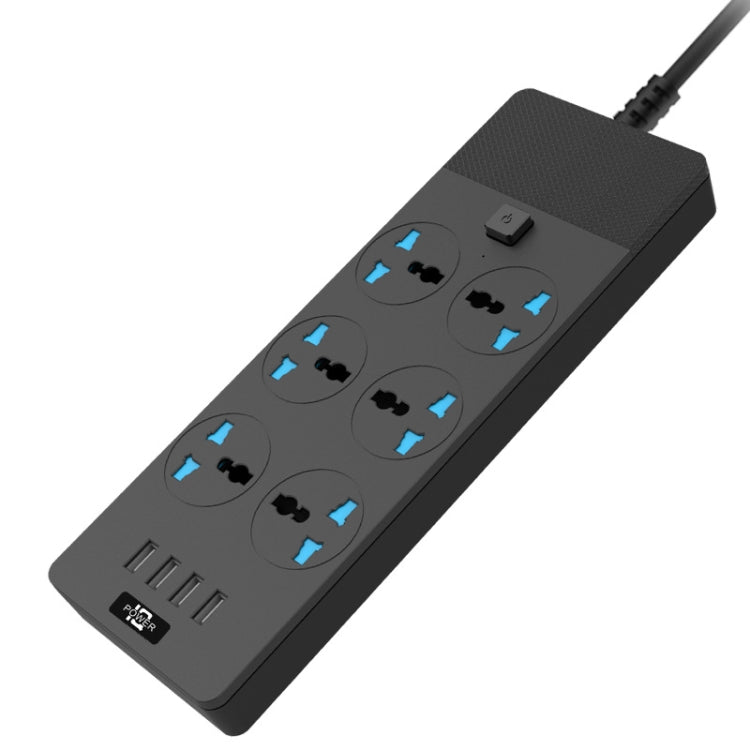 TB-T12 3000W 2m 4-USB Ports + 6-Jacks Multifunctional Flame-Retardant Socket With Switch(US Plug) - Extension Socket by buy2fix | Online Shopping UK | buy2fix