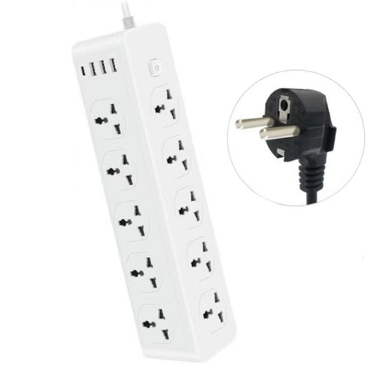 D15 2m 3000W 10 Plugs + PD + 3-USB Ports Vertical Socket With Switch, Specification: EU Plug - Extension Socket by buy2fix | Online Shopping UK | buy2fix