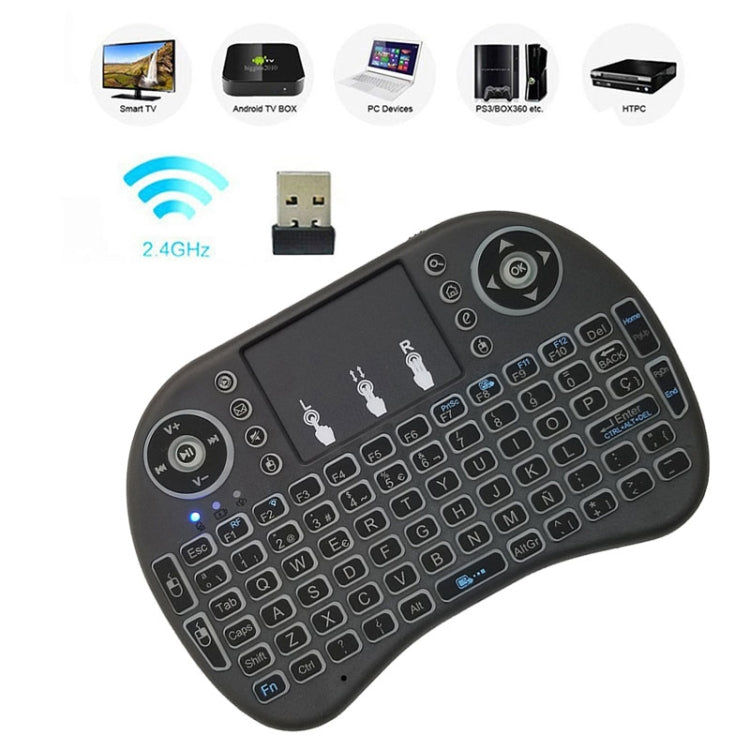 Support Language: Spanish i8 Air Mouse Wireless Keyboard with Touchpad for Android TV Box & Smart TV & PC Tablet & Xbox360 & PS3 & HTPC/IPTV - MINI PC Accessories & Gadgets by buy2fix | Online Shopping UK | buy2fix