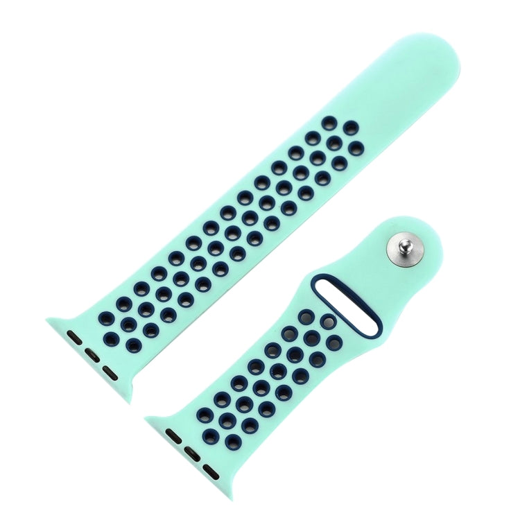 For Apple Watch Series 8&7 41mm / SE 2&6&SE&5&4 40mm / 3&2&1 38mm Fashionable Classical Silicone Sport Watch Band(Green Blue) - Watch Bands by buy2fix | Online Shopping UK | buy2fix