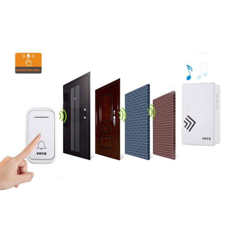 VOYE V022F Home Music Remote Control Wireless Doorbell with 38 Polyphony Sounds (White) - Wireless Doorbell by VOYE | Online Shopping UK | buy2fix