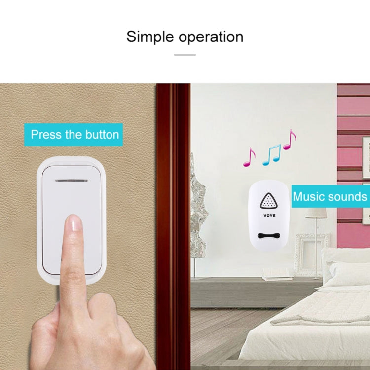 VOYE V025F Home Music Remote Control Wireless Doorbell with 38 Polyphony Sounds, US Plug(White) - Security by VOYE | Online Shopping UK | buy2fix
