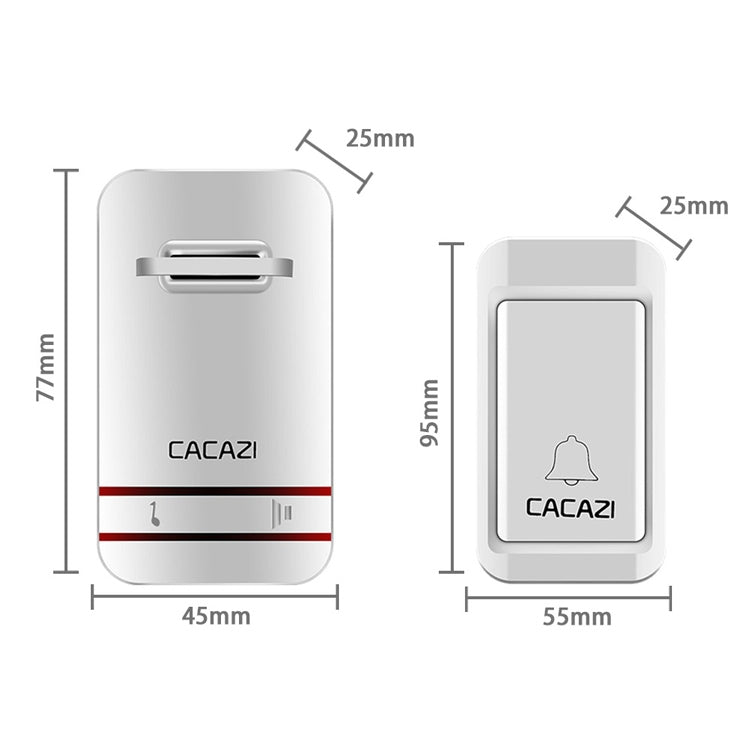 CACAZI V027G One Button One Receivers Self-Powered Wireless Home Kinetic Electronic Doorbell, US Plug - Security by CACAZI | Online Shopping UK | buy2fix