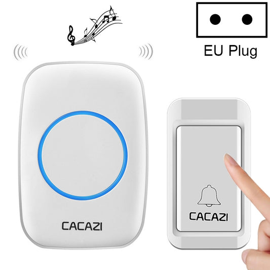 CACAZI A10G One Button One Receivers Self-Powered Wireless Home Cordless Bell, EU Plug(White) - Wireless Doorbell by CACAZI | Online Shopping UK | buy2fix