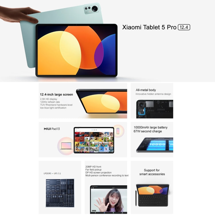 Xiaomi Pad 5 Pro, 12.4 inch, 8GB+256GB, Dual Back Cameras, MIUI 13 Qualcomm Snapdragon 870 Octa Core up to 3.2GHz, 10000mAh Battery (Black) - Other by Xiaomi | Online Shopping UK | buy2fix