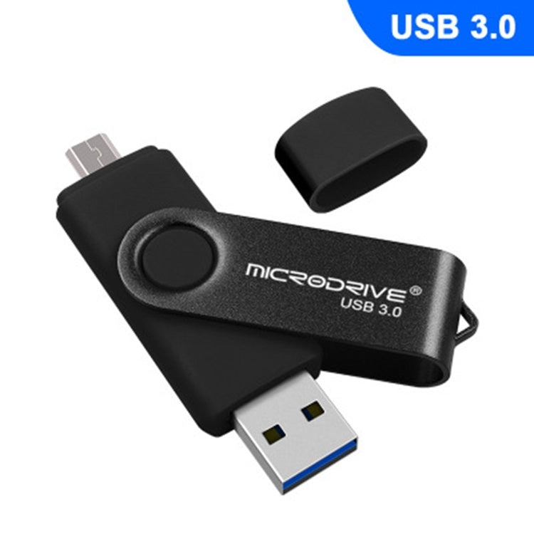 MicroDrive 16GB USB 3.0 Android Phone & Computer Dual-use Rotary Metal U Disk (Black) - USB Flash Drives by MicroDrive | Online Shopping UK | buy2fix