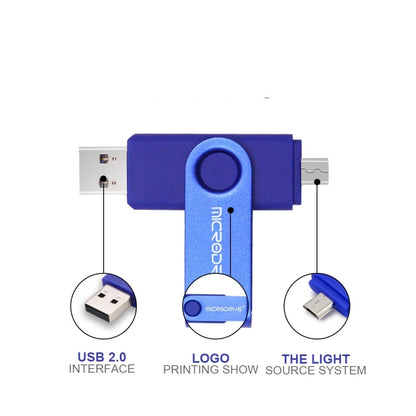 MicroDrive 32GB USB 2.0 Mobile Computer Dual-use Rotating OTG Metal U Disk (White) - USB Flash Drives by MicroDrive | Online Shopping UK | buy2fix
