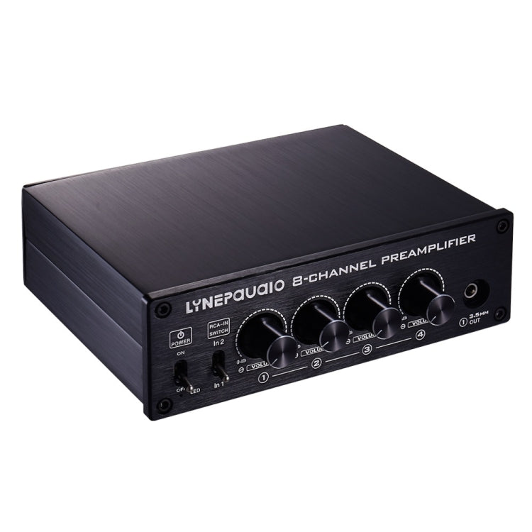 LINEPAUDIO B981 Pro 8-ch Pre-amplifier Speaker Distributor Switcher Speaker Comparator, Signal Booster with Volume Control & Earphone / Monitor Function (Black) - Consumer Electronics by buy2fix | Online Shopping UK | buy2fix