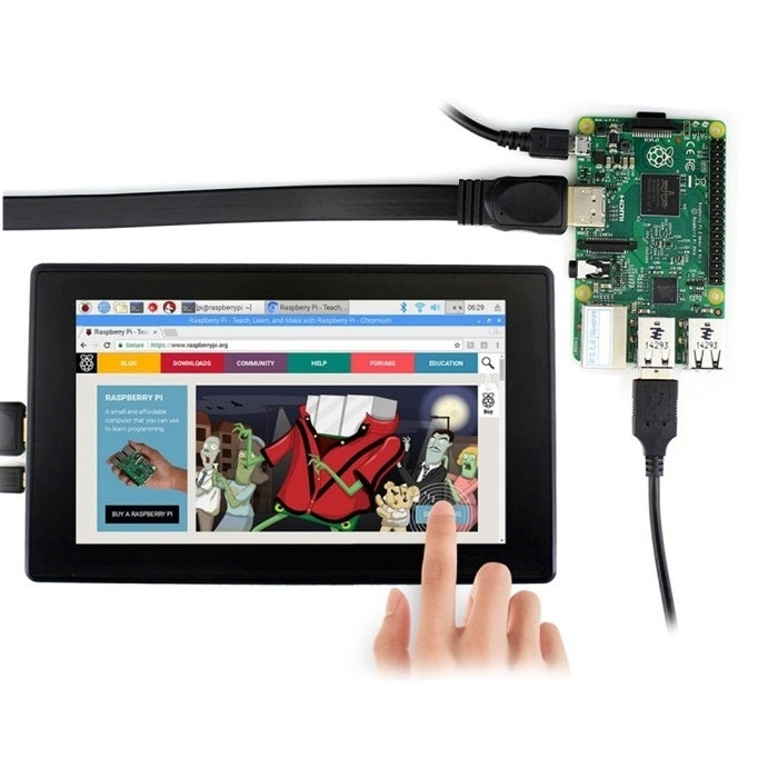 WAVESHARE 7inch HDMI LCD (H) IPS 1024x600 Capacitive Touch Screen with Toughened Glass Cover, Supports Multi mini-PCs Multi Systems - LCD & LED Display Module by WAVESHARE | Online Shopping UK | buy2fix