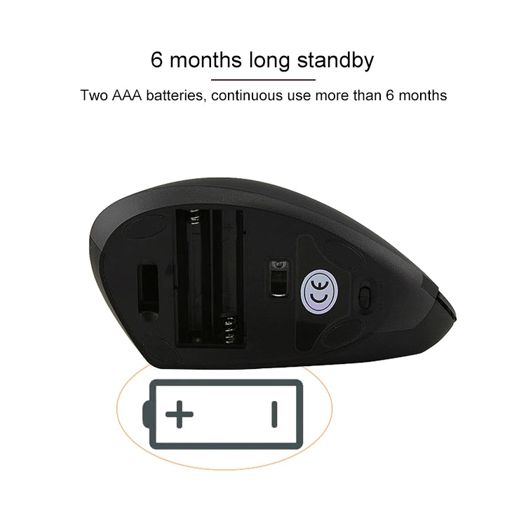 Battery Version Wireless Mouse Vertical 2.4GHz Optical Mouse (Black) - Computer & Networking by buy2fix | Online Shopping UK | buy2fix